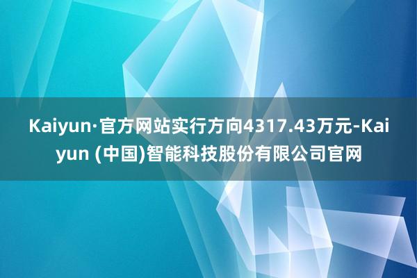 Kaiyun·官方网站实行方向4317.43万元-Kaiyun (中国)智能科技股份有限公司官网