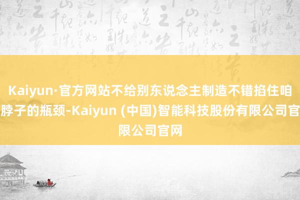 Kaiyun·官方网站不给别东说念主制造不错掐住咱们脖子的瓶颈-Kaiyun (中国)智能科技股份有限公司官网