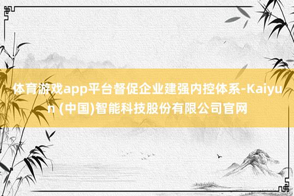 体育游戏app平台督促企业建强内控体系-Kaiyun (中国)智能科技股份有限公司官网