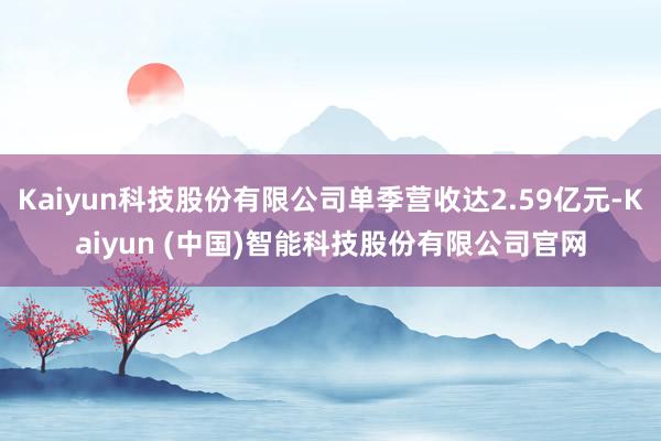 Kaiyun科技股份有限公司单季营收达2.59亿元-Kaiyun (中国)智能科技股份有限公司官网
