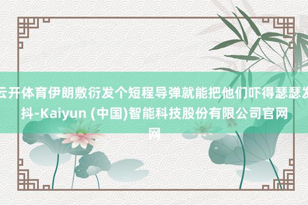 云开体育伊朗敷衍发个短程导弹就能把他们吓得瑟瑟发抖-Kaiyun (中国)智能科技股份有限公司官网
